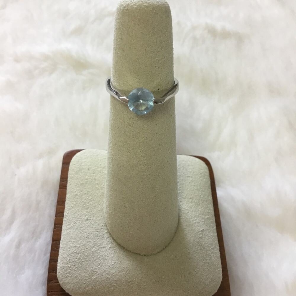 Silver Blue Round Ring